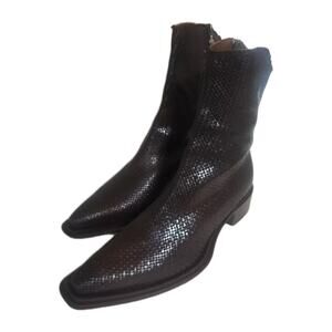 Gianni Bravo Catskill Men's Brown Leather zipper square Toe boots Size 8.5